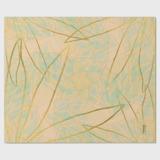 Chic Gold Leaf Aqua Pink Geschenkpapier (Flach)