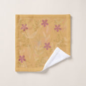 Chic Gold Leaf Blume Peach Violet Muster Badhandtuch Set (Waschlappen)