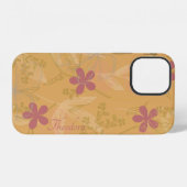 Chic Gold Leaf Blume Peach Violet Muster iPhone Hülle (Rückseite (Horizontal))