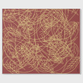 Chic Gold Leaf Burgund Classic Muster Geschenkpapier (Flach)