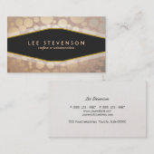 Chic Gold Leaf Circles Beige Linen Look Mode Visitenkarte (Vorne/Hinten)