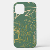 Chic Gold Leaf Grüner Hintergrund Case-Mate iPhone Hülle (Rückseite)