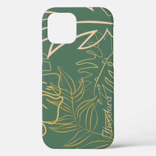 Chic Gold Leaf Grüner Hintergrund Case-Mate iPhone Hülle (Rückseite)