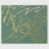 Chic Gold Leaf Grüner Hintergrund Geschenkpapier (Flach)