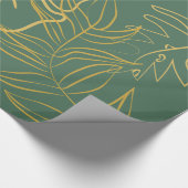 Chic Gold Leaf Grüner Hintergrund Geschenkpapier (Ecke)