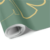 Chic Gold Leaf Grüner Hintergrund Geschenkpapier (Rolleneckpunkt)