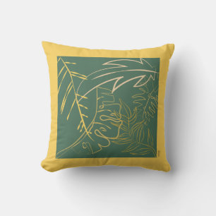 Chic Gold Leaf Grüner Hintergrund Kissen