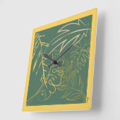 Chic Gold Leaf Grüner Hintergrund Quadratische Wanduhr (Winkel)