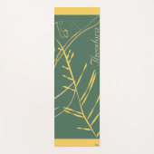 Chic Gold Leaf Grüner Hintergrund Yogamatte (Vorderseite)