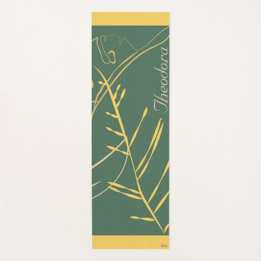 Chic Gold Leaf Grüner Hintergrund Yogamatte (Vorderseite)