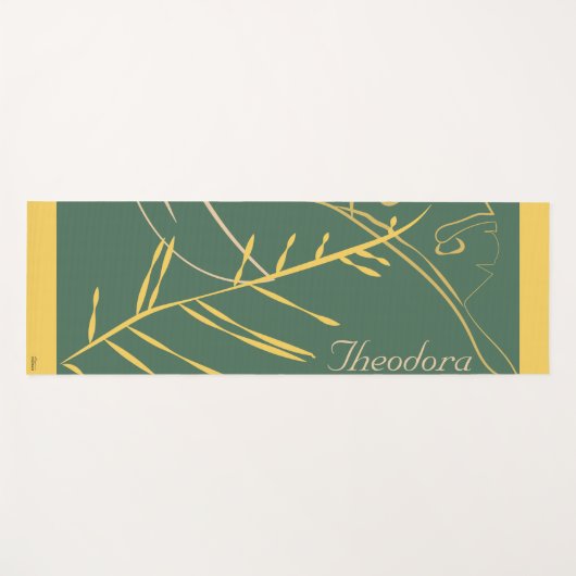 Chic Gold Leaf Grüner Hintergrund Yogamatte (Vorderseite (Horizontal))