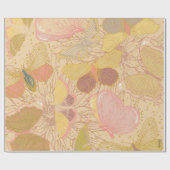 Chic Gold Leaf und Butterfly Rosa Hintergrund Geschenkpapier (Flach)