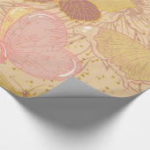 Chic Gold Leaf und Butterfly Rosa Hintergrund Geschenkpapier (Ecke)