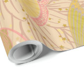 Chic Gold Leaf und Butterfly Rosa Hintergrund Geschenkpapier (Rolleneckpunkt)