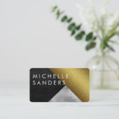 Chic Gold Leder Glas Moderne Kunst Visitenkarte (Stehend Vorderseite)
