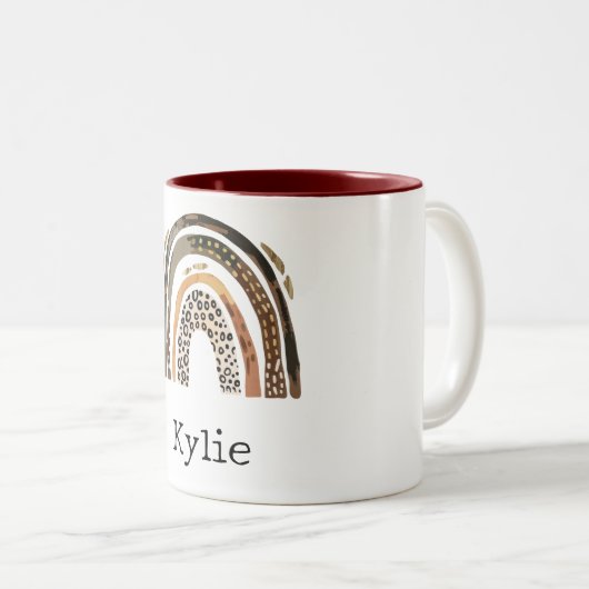 Chic Gold Leopard Print Rainbow Name Zweifarbige Tasse (VorderseiteRechts)