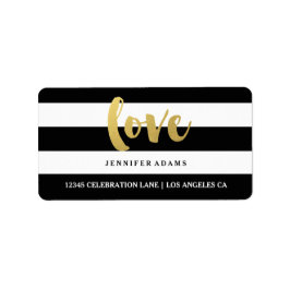 Chic Gold LIEBE | Black Strip Address Labels Adressaufkleber