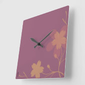 Chic Gold Lila Abstrakte Blumen-Platz-Wall-Uhr Quadratische Wanduhr (Winkel)