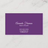 Chic Gold & Lila Comb Hair Stylist Visitenkarte (Rückseite)