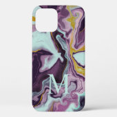 Chic Gold Lila Marble Monogram Case-Mate iPhone Hülle (Rückseite)
