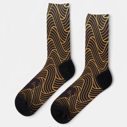 Chic Gold Linework Pattern Socks – Add Your Text Socken (Linkes Detail)