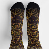 Chic Gold Linework Pattern Socks – Add Your Text Socken (Oben)