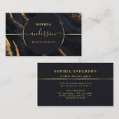 Chic Gold Logo Circle & Dark Green Agate Glitzer Visitenkarte (Vorne/Hinten)