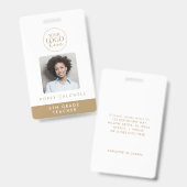 Chic Gold Logo Foto Mitarbeiter oder Lehrer ID Ausweis (Vorder- & Rückseite)