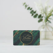 Chic Gold Logo Funkelnd & Dunkel Green Agate Glitz Visitenkarte (Stehend Vorderseite)