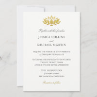 Chic Gold Lotus Blume Custom Wedding Einladung