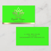Chic Gold Lotus Blume Yoga Instructor Grüner Neon Visitenkarte (Vorne/Hinten)