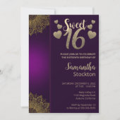 Chic Gold Mandala Sweet 16 Einladung (Vorderseite)