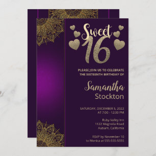 Chic Gold Mandala Sweet 16 Einladung