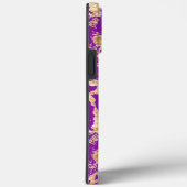 Chic Gold Marble lila Name für ein Monogramm Case-Mate iPhone Hülle (Rückseite / Rechts)