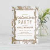 Chic Gold & Marble Typografy Graduation Party Einladung (Stehend Vorderseite)