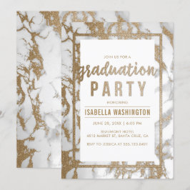 Chic Gold & Marble Typografy Graduation Party Einladung