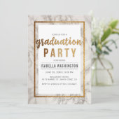 Chic Gold & Marble Typografy Graduation Party Einladung (Stehend Vorderseite)