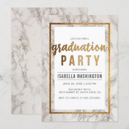 Chic Gold & Marble Typografy Graduation Party Einladung