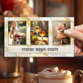 Chic Gold Marble Wedding Planner Foto Visitenkarte