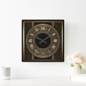 Chic Gold Medallion 2 Quadratische Wanduhr (Zuhause)