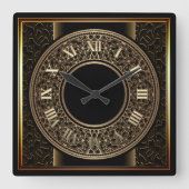 Chic Gold Medallion 2 Quadratische Wanduhr (Vorderseite)
