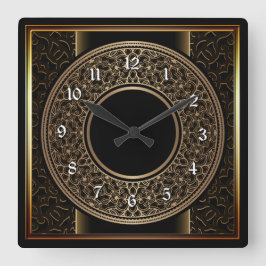 Chic Gold Medallion Quadratische Wanduhr