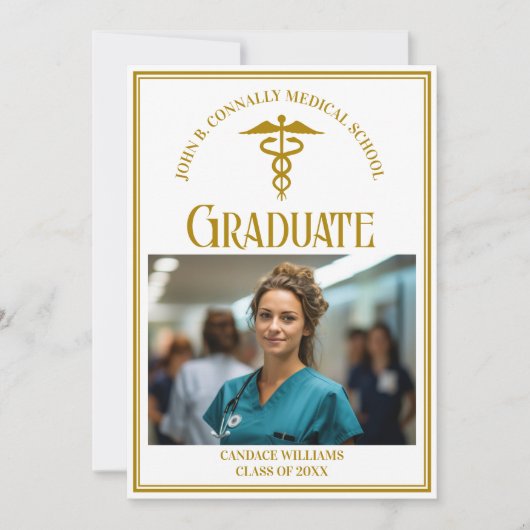 Chic Gold Medical School Abschluss Foto Ankündigung (Vorderseite)