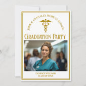 Chic Gold Medical School Abschluss Foto Party Einladung (Vorderseite)
