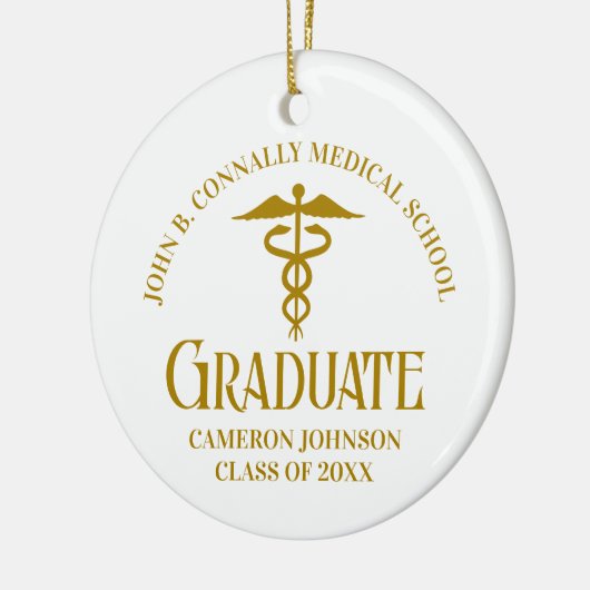 Chic Gold Medical School Abschluss Weihnachten Keramik Ornament (Links)