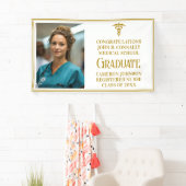 Chic Gold Medical School Foto Graduation Party Banner (Insitu)