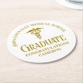 Chic Gold Medical School Graduation Party Runder Pappuntersetzer (Angewinkelt)