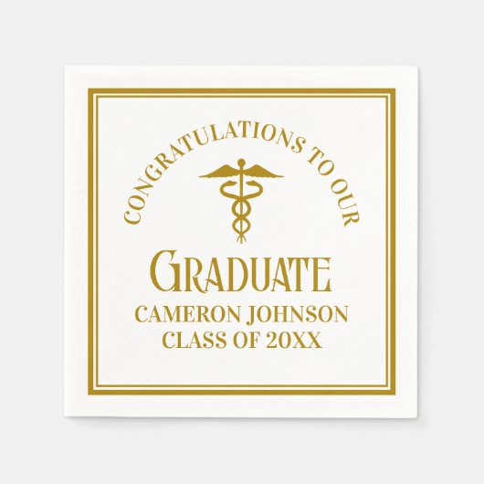 Chic Gold Medical School Graduation Party Serviette (Vorderseite)