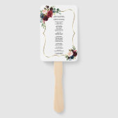 Chic Gold Merlot Navy Blue Floral Wedding Programm Fächer (Rückseite)