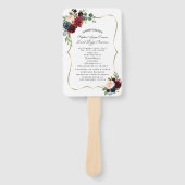 Chic Gold Merlot Navy Blue Floral Wedding Programm Fächer (Vorderseite)